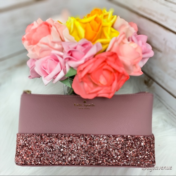 Kate spade cosmetic Shiloh glitter peony pouch - Picture 2 of 7